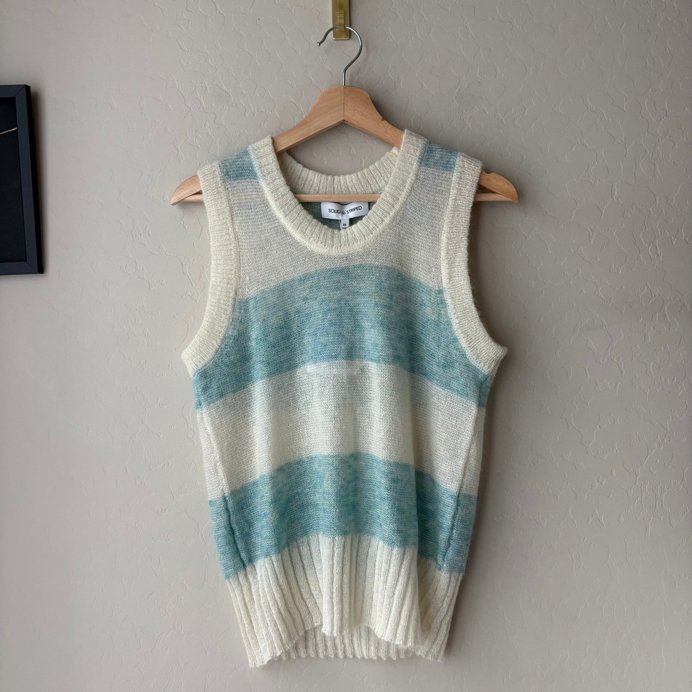 Solid & Striped Zola Tank Sweater Vest Cream‎ Blue Stripe Mohair Blend XS - Picture 5 of 8